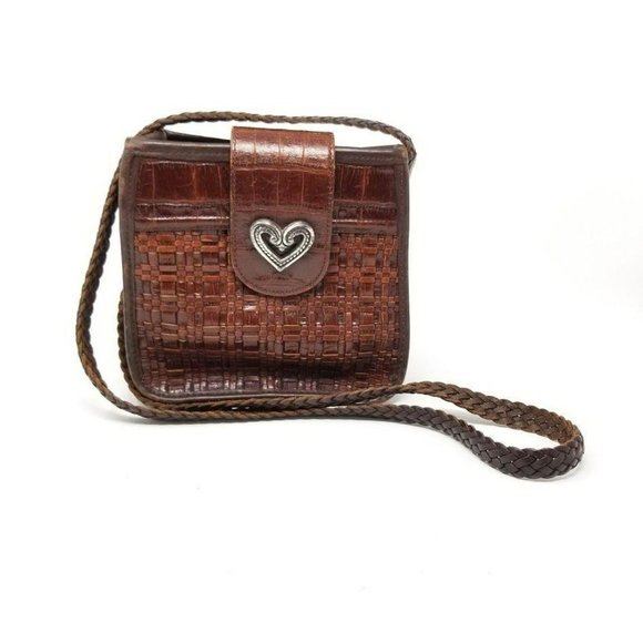 Brighton Handbags - Brighton Vtg Woven Leather Cross Body Purse Bag